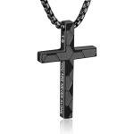 WINFY Soccer Cross Necklace for Boys Men Inspirational Christian Bible Verse Cross Pendant Stainless Steel Chain 20+2 inch Soccer Jewelry Religious Gift for Men(Black 1-9)