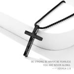 WINFY Soccer Cross Necklace for Boys Men Inspirational Christian Bible Verse Cross Pendant Stainless Steel Chain 20+2 inch Soccer Jewelry Religious Gift for Men(Black 1-9)