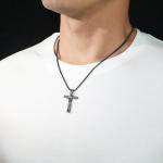 WINFY Soccer Cross Necklace for Boys Men Inspirational Christian Bible Verse Cross Pendant Stainless Steel Chain 20+2 inch Soccer Jewelry Religious Gift for Men(Black 1-9)