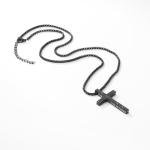 WINFY Soccer Cross Necklace for Boys Men Inspirational Christian Bible Verse Cross Pendant Stainless Steel Chain 20+2 inch Soccer Jewelry Religious Gift for Men(Black 1-9)