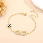 Miss Chipmunk Soccer Infinity Bracelets for Girls Women,14K Gold Plated Sport Accessories Birthday Christmas Jewelry Gifts for Women Mom Teen Girls(1-Soccer,Gold)