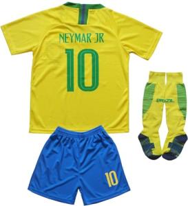 LeenBD Brazil #10 Home Neymar Kids Soccer Football Jersey Gift Set Youth Sizes (Home, 26/8-9 Years)