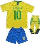 LeenBD Brazil #10 Home Neymar Kids Soccer Football Jersey Gift Set Youth Sizes (Home, 26/8-9 Years)