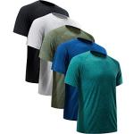 MCPORO Workout Shirts for Men Short Sleeve Quick Dry Athletic Gym Active T Shirt Moisture Wicking 5 Pack Black, Dark Blue, Army Green, Light Grey, Hydro Teal 3X-Large