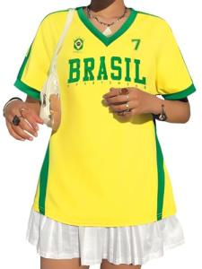 Soccer Jersey Shirts for Women Argentina Brazil Jersey Shirt Soccer Mom Tshirts Y2k V Neck Soccer Fans Tee Top