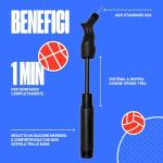 SPORTBIT Ball Pump for Sports Balls - Push & Pull Inflating System - Hand Pump for All Exercise Balls - Volleyball Pump, Basketball Inflator, Football & Soccer Ball Air Pump - Goes with 5 Needles Set