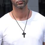 GLITTO Soccer Cross Necklace for Boys Men Pendant Accessories Stuff Religious Christian Baptism First Communion Confirmation Jewelry Gifts Teen Teenage Kids Age 6-8 8-12 12-14 Joshua 1:9 Black Christmas Stocking Stuffers