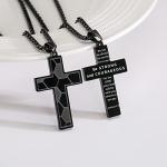GLITTO Soccer Cross Necklace for Boys Men Pendant Accessories Stuff Religious Christian Baptism First Communion Confirmation Jewelry Gifts Teen Teenage Kids Age 6-8 8-12 12-14 Joshua 1:9 Black Christmas Stocking Stuffers