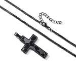 GLITTO Soccer Cross Necklace for Boys Men Pendant Accessories Stuff Religious Christian Baptism First Communion Confirmation Jewelry Gifts Teen Teenage Kids Age 6-8 8-12 12-14 Joshua 1:9 Black Christmas Stocking Stuffers