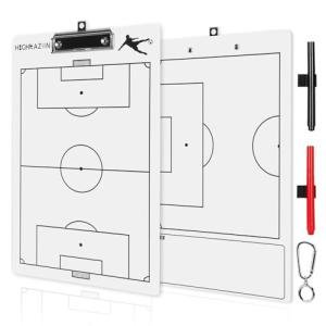 HIGHRAZON Soccer Coaches Clipboard, White Double-Sided Dry Erase Coach Clipboard, Soccer Whiteboard for Coaches, Lineup White Board with Marker for Coaches Gift