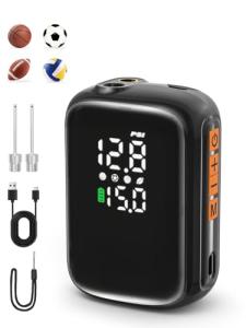 Pumteck AP1-M Electric Ball Pump: Portable Sports Automatic Ball Air Pump with Digital Precise Pressure Gauge, 15Psi Fast Inflation Basketball Soccer Football Volleyball Rugby Inflator with 2 Needles