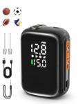 Pumteck AP1-M Electric Ball Pump: Portable Sports Automatic Ball Air Pump with Digital Precise Pressure Gauge, 15Psi Fast Inflation Basketball Soccer Football Volleyball Rugby Inflator with 2 Needles