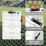 HIGHRAZON Soccer Coaches Clipboard, White Double-Sided Dry Erase Coach Clipboard, Soccer Whiteboard for Coaches, Lineup White Board with Marker for Coaches Gift
