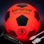 HITEGY Rechargeable Glow in The Dark Soccer Ball - USB Charging, Official Size 5, Light Up with Every Kick, Includes Pump, Ball Bag & Charging Cable - Rechargeable Light Up Soccer Ball - Orange