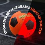 HITEGY Rechargeable Glow in The Dark Soccer Ball - USB Charging, Official Size 5, Light Up with Every Kick, Includes Pump, Ball Bag & Charging Cable - Rechargeable Light Up Soccer Ball - Orange