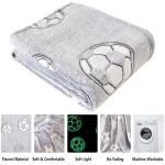 Wajade Soccer Gifts Toys for Boys Girls - Glow in The Dark Soccer Blanket Birthday Christmas Decor for Kids Age 3 4 5 6 7 8 9 10 11 12 Years Old Teens Child Toddler Throw Light Grey 50"x60"