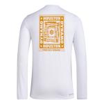 adidas Mens Houston Dynamo Pre-Game Long Sleeve Soccer T-Shirt,White/Houston Dynamo,Medium