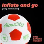 GlowCity Glow in The Dark Soccer Ball | Light Up Indoor/Outdoor Soccer Ball with 2 LED Lights | Pre-Installed Batteries | Fun Gift for Teens
