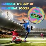 SQUAD Holographic Reflective Soccer Ball Size 5 - Reflective Glowing Ball for Night Games & Training - Durable PU Leather and Rubber Airbags - Cool & Unique Gift for Soccer Fans