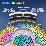 SQUAD Holographic Reflective Soccer Ball Size 5 - Reflective Glowing Ball for Night Games & Training - Durable PU Leather and Rubber Airbags - Cool & Unique Gift for Soccer Fans