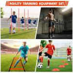 HOTOOLME Soccer Agility Training Poles Set Soccer Training Equipment- Includes 6 Agility Poles,Agility Ladder, 10 Soccer Cones,Jump Rope for Speed Training, Soccer Training, Basketball Athletes & Kids