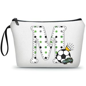 ARIOSEY Soccer Gifts Personalized Soccer Ball Cosmetic Bag for Purse Birthday Inspirational Gifts for Girls Women Team Coach Mom Stuff Travel Organizer,Christmas-M