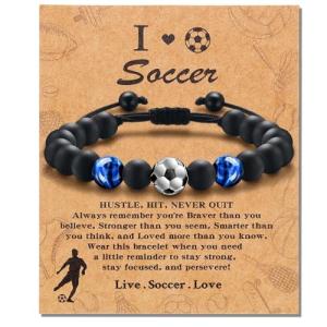 Alissl Soccer Bracelet Gifts for Teen Boys-Blue Tiger Eye Bracelet Brings Health, Safety and Happiness-Great Gifts for Boys on Birthday, Christmas, Graduation, Back to School, Anniversary