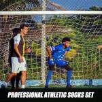 2 Set Grip Soccer Socks with Shin Guard Sleeves Non Slip Soccer Leg Sleeve Socks for Men Women(2 Set (Black+White))