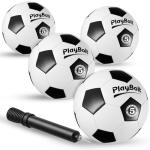 PlayBolt Soccer Ball Size 5 - Premium PVC Leather Cover - Official Size & Weight Soccer Balls with Pump - Training, Practice, Match & Game Ball for Kids, Teens & Adults (Pack of 4)