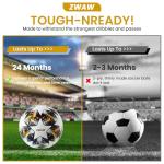 ZWAW Soccer Ball Size 5 – Waterproof PU Leather, Includes Pump, Needles, and Mesh Storage Net for Easy Carrying