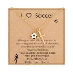 Gnamy Soccer Necklace Gifts for Teen Girls Women, Dainty Cross Pendant Sport Accessories Birthday Christmas Stocking Stuffers Valentines Religious Christian Jewelry Gifts for Coach Team Mom Kids Players Stuff 8-12 Gold