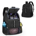 GOBUROS Basketball Bag, Soccer Equipment Bag with Ball & Shoe Compartment for Soccer Ball, Volleyball, Gym, Outdoor and Travel, Black