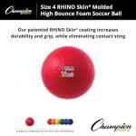 Champion Sports Rhino Skin Molded Foam Size 4 Soccer Ball, Red