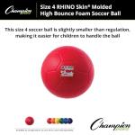 Champion Sports Rhino Skin Molded Foam Size 4 Soccer Ball, Red