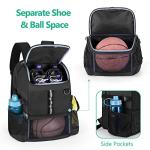 GOBUROS Basketball Bag, Soccer Equipment Bag with Ball & Shoe Compartment for Soccer Ball, Volleyball, Gym, Outdoor and Travel, Black