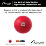 Champion Sports Rhino Skin Molded Foam Size 4 Soccer Ball, Red