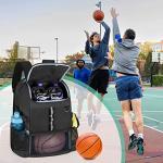 GOBUROS Basketball Bag, Soccer Equipment Bag with Ball & Shoe Compartment for Soccer Ball, Volleyball, Gym, Outdoor and Travel, Black