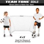 GoSports Team Tone 4 ft x 3 ft Portable Soccer Goal for Kids - Pop Up Net for Backyard - White