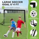6x4 FT Kids Soccer Goals for Backyard - 2 Pack Soccer Nets Ski Skins, Portable Pop Up Goal Set Includes Training Mat, Cones, Target - Soccer Training Equipment Gift for Boys/Girls Ages 3-12