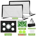 6x4 FT Kids Soccer Goals for Backyard - 2 Pack Soccer Nets Ski Skins, Portable Pop Up Goal Set Includes Training Mat, Cones, Target - Soccer Training Equipment Gift for Boys/Girls Ages 3-12