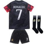 Pitch and Trek Ronaldo Madrid #7 Special Dragon Limited Edition Kids Soccer Jersey Shirts Football Futbol Socks Gift Set Youth Sizes(Black,26)