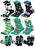 GGFIRR 6 Pairs Funny Soccer Socks for Men Women, Novelty Athletic Crew Socks, Holiday Birthday Christmas Gift for Lovers, Players, and Teams