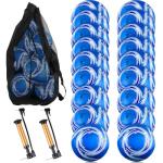 Realspring 18 Pcs Deflated Soccer Balls Bulk with Pump Bag Operation Christmas Official Size Football for Youth Outdoor Outside Sport Training Gift Christian Charity Donation(Size 5)