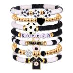 BVGA Soccer Bracelets for Women Soccer Ball Charms Bracelet Heishi Beaded Bracelets Game Day Outfits Jewelry Soccer Mom Accessories Sports Fans Party Favors Gifts (Style C)