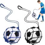 TOBWOLF 2PCS Football Kick Trainer Soccer Ball Net Kicker, Fits Ball Size 3, 4, 5, Solo Soccer Kick Practice Training Aid Soccers Return Trainer Net Football Trainers Juggling Nets for Youth Adults