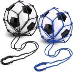 TOBWOLF 2PCS Football Kick Trainer Soccer Ball Net Kicker, Fits Ball Size 3, 4, 5, Solo Soccer Kick Practice Training Aid Soccers Return Trainer Net Football Trainers Juggling Nets for Youth Adults