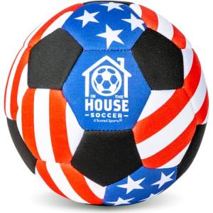 U Scored Sports in The House Soccer Ball - USA Indoor Size 4 Padded Soccer Ball for Kids (Ages 3+) & Adults - Bring Soccer Practice Home - Perfect for Juggling - Gift for Soccer Player - USA Edition