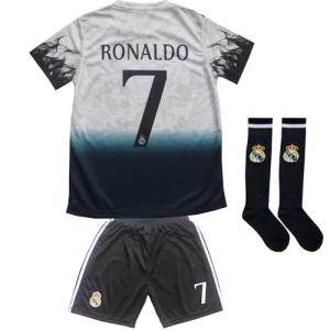 Pitch and Trek Ronaldo Madrid #7 Special Dragon Limited Edition Kids Soccer Jersey Shirts Football Futbol Socks Gift Set Youth Sizes(White,26)