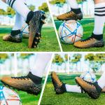 Hanani Boys Girls Soccer Cleats for Kids Football Shoes High Top Training Youth Football Cleats Outdoor/Indoor Athletic Turf Shoes Black Gold