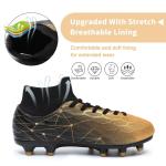 Hanani Boys Girls Soccer Cleats for Kids Football Shoes High Top Training Youth Football Cleats Outdoor/Indoor Athletic Turf Shoes Black Gold